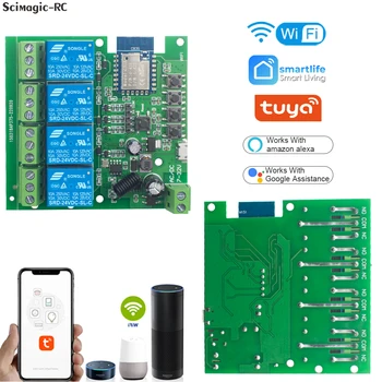 Tuya Smart Wifi Switch Модуль USB 5V 7-32V 220V RF 433 Радио Пульт Дистанционного Управления 4 Канала Медленное Реле Умный Дом