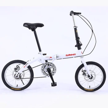 16-дюймовый складной велосипед с регулируемой скоростью вращения, дисковый тормоз, Износостойкий, для взрослых студентов, мужчин и женщин, однолегкий портативный подарочный велосипед