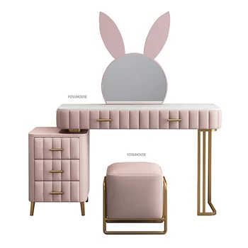 Туалетный столик из скандинавского мрамора для спальни, мебель, Легкий Роскошный комод, Встроенный шкаф для хранения, Простой розовый туалетный столик
