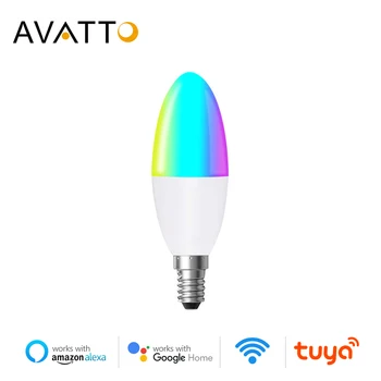 AVATTO Tuya 5 Вт WiFi / Zigbee Умная лампа-свеча с пультом дистанционного управления Smart Life APP, светодиодная лампа RGB с регулируемой яркостью, Работает с Alexa, Google Home