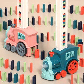 Забавная игрушка-паровозик Домино, многофункциональный набор кубиков Домино со светом и звуком, игрушка-кирпичик, игрушка для раннего развития