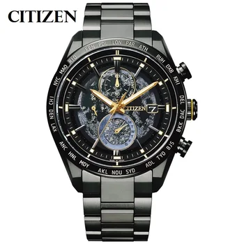 Мужские часы Citizen Back of the Moon, роскошные кварцевые часы из нержавеющей стали, календарь, светящиеся часы, мужские деловые повседневные часы