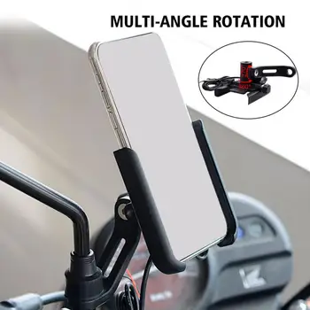 Держатель для телефона мотоцикла с поворотом на 360 градусов Крепление для велосипедного зеркала с USB-зарядным устройством Аксессуары для мобильных телефонов