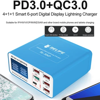 ЖК-устройство для быстрой зарядки USB с несколькими портами Компактное Интеллектуальное устройство для быстрой зарядки USB PD QC3.0 Широкая совместимость Множество защит