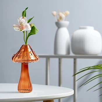 Стеклянная ваза в форме гриба, декоративное украшение, Небольшой настольный флакон для ароматерапии, креативный для домашнего декора, подарок на День рождения, праздник.