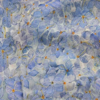 Высококачественный новый материал ramie с синим растительным цветочным принтом tela, летняя длинная юбка из ткани чонсам, материал для одежды
