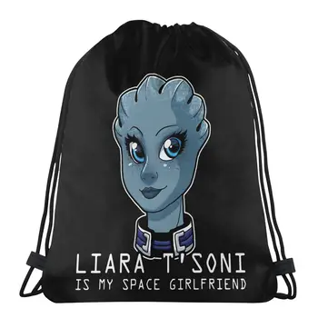 Лиара- моя космическая подруга Игра Mass Effect Commander Shepard Сумки на шнурках Дорожная сумка рюкзак с 3D принтом Сумка для обуви
