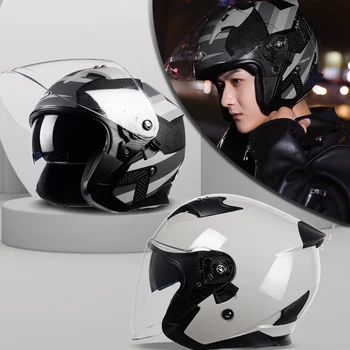 Мотоциклетный шлем с зимним полупокрытием, полный шлем локомотива, Противотуманный гоночный шлем Four Seasons, мужской и женский защитный шлем