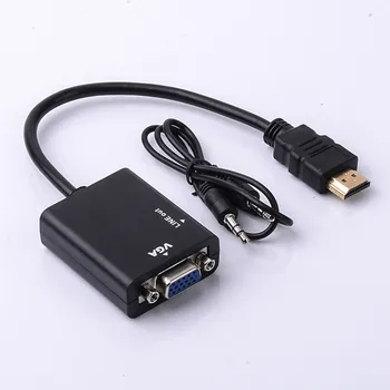 Высококачественный конвертер HDMI-VGA Male-Famale с разрешением 1080P цифро-аналоговое видео Аудио для ПК, ноутбука, планшета, HDTV TV box