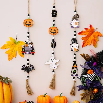 Деревянные украшения на Хэллоуин, подвески с тыквенным привидением, украшение для вечеринки на Хэллоуин, вывески на двери дома, детская игрушка