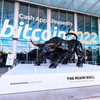 Vilead 20 см Сувенирная Статуэтка модели Miami Bull, Скульптура робота, Офисный стол, украшение для дома, Монеты, значок, Бык с Уолл-стрит, Биткоин