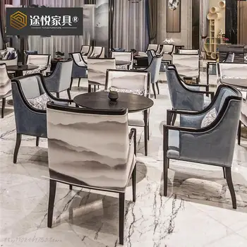 Сочетание стола и стула в приемной офиса продаж Современный простой Клубный гостиничный чайный домик Новые китайские переговорные 1 стол 4 стула