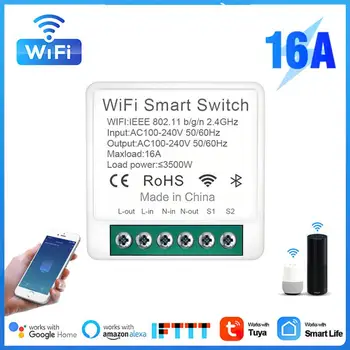Wifi 16a Mini Smart Switch 2-полосное управление 16A 2-полосный пульт дистанционного управления ALEXA Google Home Assistant Система безопасности умного дома
