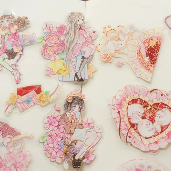 28шт. наклейка с рисунком розовой девушки, танцующей с кроликом, для скрапбукинга, украшения подарочной упаковки своими руками