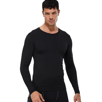 Мужская компрессионная рубашка сухой посадки, облегающая однотонная футболка для бега с длинным рукавом, Одежда для спортзала, спортивная одежда для занятий фитнесом, Rashguad