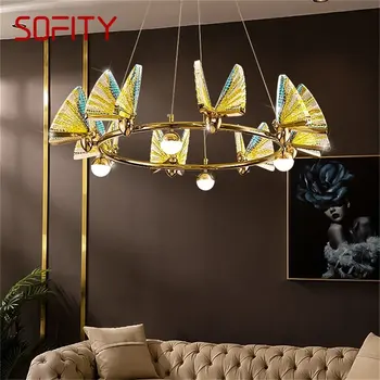 SOFITY Nordic Красочные люстры, светильники, подвесные светильники с кольцом-бабочкой для украшения дома