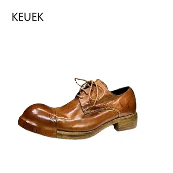 Новая роскошная Дизайнерская обувь Для мужчин из натуральной кожи в стиле ретро Для работы на открытом воздухе, Повседневное Деловое Платье, Свадебные Туфли, Мужские Оксфорды-Дерби 5C