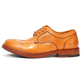 Мужская обувь из воловьей кожи ручной работы, повседневная обувь British Goodyear, мужская кожаная подошва, обувь для рукоделия в стиле ретро растительного дубления