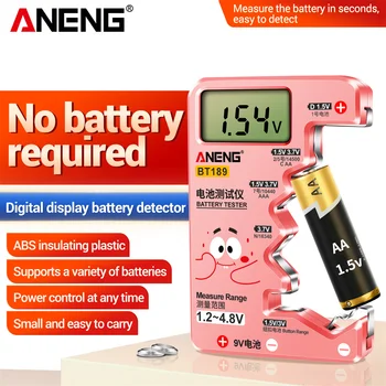 Тестеры Батареи с ЖК-дисплеем ANENG BT189 Universal Button Cell Battery Tester AA AAA D N 9V Battery Power Test Instrument Инструменты