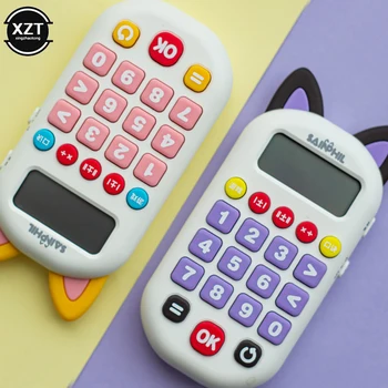 Цифровой калькулятор Mini Cat Портативный Симпатичный калькулятор Карманного размера с 8 дисплеями, Милый Креативный калькулятор с Мультяшным Котом, Канцелярские принадлежности