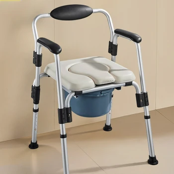Регулируемый по высоте стул для унитаза для пожилых людей Бытовой кронштейн из алюминиевого сплава Складное переносное сиденье для унитаза Стулья для ванной для инвалидов