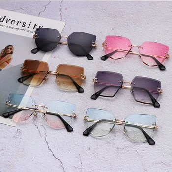 Градиентные бескаркасные очки с режущими линзами UV400 оттенков солнцезащитных очков 