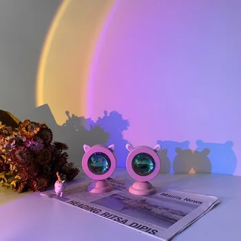 Портативная атмосферная лампа с USB-зарядкой, ночник, мини-RGB-проектор Sunset Light Ins, светодиодная лампа для украшения комнаты Rainbow Dawn