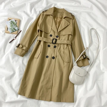 Женские офисные Женские винтажные пальто с Корейским отложным воротником, двубортные пояса, Женские куртки 2020, осенне-зимние топы