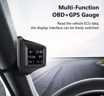HUD OBD2 + GPS Бортовой Компьютер С Головным Дисплеем Автомобильный тахометр Турбо Давление Масла Температура Воды GPS Спидометр Для Бензинового Автомобиля