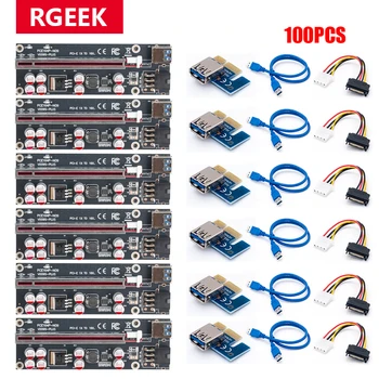 RGEEK 100 шт PCI-E Pcie Riser 009S ПЛЮС Профессиональный Экспресс 1X 4x 8x 16x Удлинитель PCI E USB Riser 009 GPU 6Pin Карта SATA 15pin