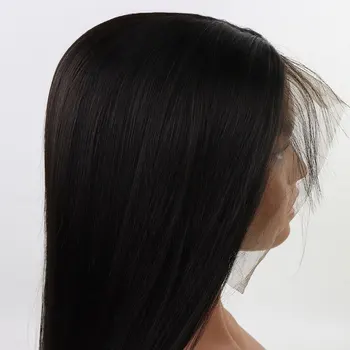 Синтетический парик с кружевом Спереди, Шелковистые прямые волосы из термостойкого волокна, Натуральная линия роста волос С детским пробором для женских париков