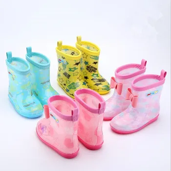 2019 г., Непромокаемые ботинки для мальчиков и девочек, водонепроницаемые ботинки из ПВХ, Детская обувь с героями мультфильмов, водонепроницаемые непромокаемые ботинки Four Seasons, съемные