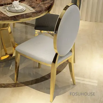 Обеденный стул Nordic Light класса люкс из нержавеющей стали и золота для кухонной мебели, Гостиничный Металлический обеденный стул, бытовой стул для гостиной
