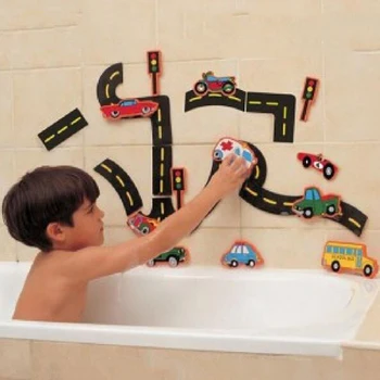23шт Головоломка для железнодорожного транспорта, игрушка для игры в ванной, Мягкая EVA, Игрушка для раннего образования, Всасывающая Детская Игрушка для купания