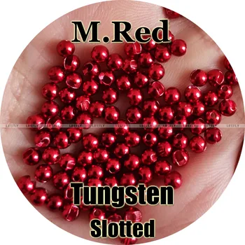 M.Красный цвет, 100 вольфрамовых шариков, с прорезями, для завязывания мушек, для рыбалки (анодированное покрытие)