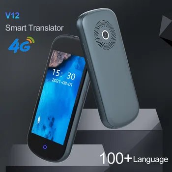 Интеллектуальный переводчик V12 4G, многоязычный перевод, большой экран высокой четкости 4,0 дюйма, Wi-Fi с автономным переводом