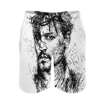 Простые мужские пляжные шорты Johnny, плавки с карманами на сетчатой подкладке, серфинг, Джонни Актер, Кинофильмы, Бертон, карандаш для рисования