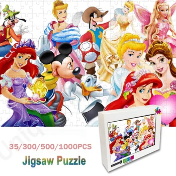 Деревянные игрушки Интеллект-Головоломка Jigsaw Disney Princesses Puzzle Kids Learning Развивающие Игрушки для Детей 35/300/500/1000 шт