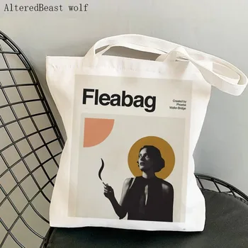 Женская сумка для покупок Film Classic Fleabag 2016, холщовая сумка-тоут с принтом Harajuku, холщовая сумка для покупок, сумка для девочек-тоут, сумка через плечо