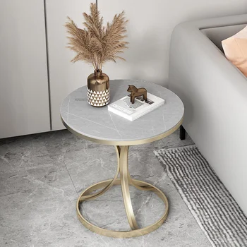 Журнальные столики из скандинавского сланца для гостиной, мебель для дома, роскошный креативный Маленький круглый мраморный столик, простой приставной столик CN