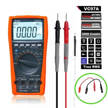 VC97A Новый Цифровой мультиметр VC97 1000V DC AC Автоматический Диапазон DMM Температура Измеритель тока Емкость Сопротивление Диода