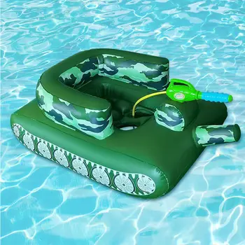 Надувной Поплавок для бассейна с Водяным Пистолетом, Поплавки для бассейна с танковым Кораблем для детей, Забавные Поплавки в форме бака для летнего бассейна для детей