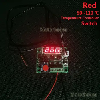 Красный DC 12V Цифровой измеритель температуры Модуль контроллера Переключатель Водонепроницаемый датчик 50-110 Градусов Цельсия