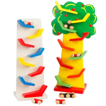 Детская деревянная цветная дорожка, скользящий автомобиль, Инерционный шкив, Креативная забавная головоломка, Игрушки для мальчиков и девочек, подарок на день рождения