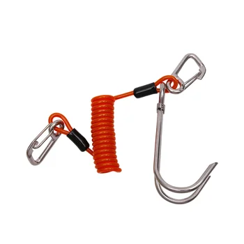 Крюк для рафтинга с двойной головкой, рифовый крюк из нержавеющей стали, спиральный пружинный шнур, аксессуар для безопасности дайвинга-оранжевый