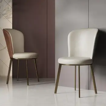 Скандинавские кожаные обеденные стулья Мебель для дома Спальня Кухонный стул Простой Современный ресторан Гостиная Стул с одной спинкой