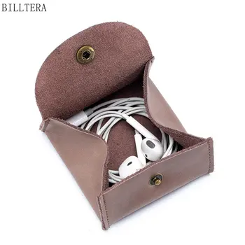 Однотонные кошельки для монет для женщин и мужчин, кожаная сумка для монет на засове, японский креативный простой органайзер для наушников, ключей, мини-кошелек