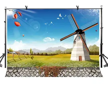 фон ветряной мельницы размером 7x5 футов, фон для фотосъемки с ветряной мельницей в Солнечном небе и реквизит для студийной фотосъемки