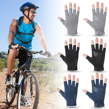Велосипедные перчатки Ice silk с полупальцами, спортивное снаряжение унисекс, Износостойкие Дышащие велосипедные перчатки для рыбалки, гонок, верховой езды