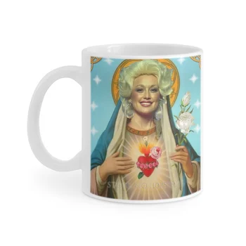 Белая Кружка Saint Dolly Parton, Кофейная чашка, Чашки для чая и молока, Подарочные кружки на день Рождения, Фирменная музыка Dollyparton Saint в стиле Кантри в стиле Ретро